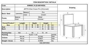 Καρέκλα Jetta-I Χρώμιο/PVC Εκρού Συσκ.6τμχ 40x50x95cm