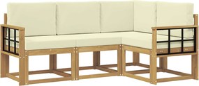 vidaXL Σειρά Καναπέ Εξωτερικού με μαξιλάρι 4 pcs Λευκό και Κρεμ