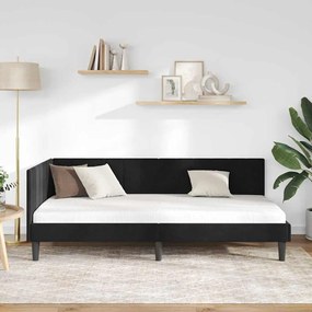 vidaXL Κρεβάτι Γωνίας με κεφαλάρι Μαύρο 90 x 200 cm Βελούδο