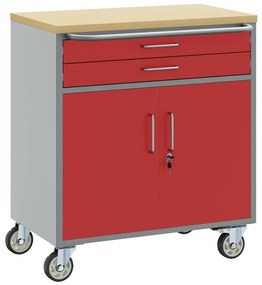vidaXL Εργαστήριο με συρτάρι Κόκκινο και γκρι 75 x 45 x 85 εκ.