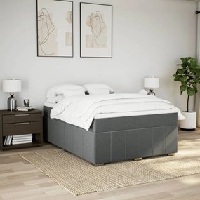 Κρεβάτι Boxspring με Στρώμα Σκούρο Γκρι 140x200 εκ Υφασμάτινο - Γκρι