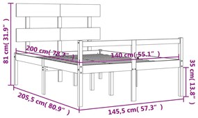 ΠΛΑΙΣΙΟ ΚΡΕΒΑΤΙΟΥ ΜΕ ΚΕΦΑΛΑΡΙ 140X200 ΕΚ. ΑΠΟ ΜΑΣΙΦ ΞΥΛΟ 3195351