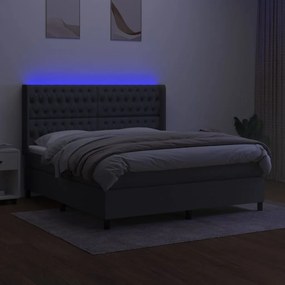 vidaXL LED Κρεβάτι με βάθρο με κεφαλάρι ύφασμα