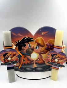 Τύπου Φλίνστοουνς - Flintstones Αρωματική λαμπάδα - Σετ Λαμπάδα και πλάτη με βάση