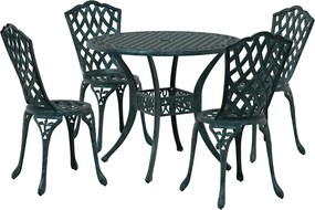 vidaXL Σέτ φαγητού για κήπο 5 pcs Πράσινο Αλουμίνιο