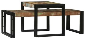 vidaXL Τραπεζάκι σαλονιού 2 pcs Πολύχρωμο Μασίφ ανακυκλωμένο ξύλο