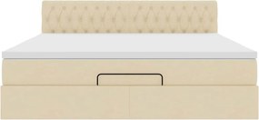 vidaXL Οθωμανικό Κρεβάτι με Στρώμα Κρέμα 160x200cm Ύφασμα