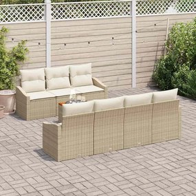 vidaXL Σετ Καναπέ Κήπου με μαξιλάρι 8 pcs Μπεζ Πολυ ράταν