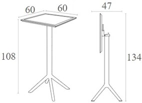 SKY BLACK BAR 60Χ60Χ108εκ.ΠΤΥΣ/ΝΟ ΤΡΑΠ. ΠΟΛ/ΝΙΟΥ