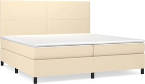 vidaXL Κρεβάτι Boxspring με Στρώμα Κρεμ 200x200 εκ. Υφασμάτινο