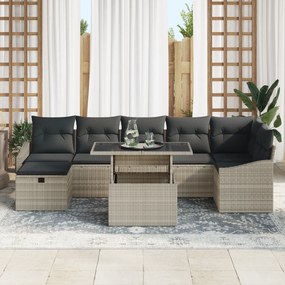 vidaXL Σετ Καναπέ 8 Τεμαχίων με Μαξιλάρια Σαφής Καφέ Πολυ Ρατάν