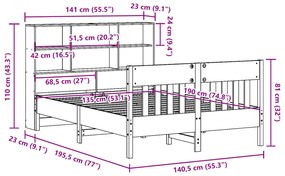 Σκελετός Κρεβατιού Χωρίς Στρώμα 135x190 εκ Μασίφ Ξύλο Πεύκου 3323236