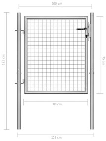 Πόρτα Περίφραξης Ασημί 105 x 125 εκ. από Γαλβανισμένο Χάλυβα - Ασήμι