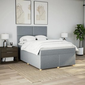 vidaXL Κρεβάτι Boxspring με Στρώμα Ανοιχτό Γκρι 140x190 εκ. Υφασμάτινο