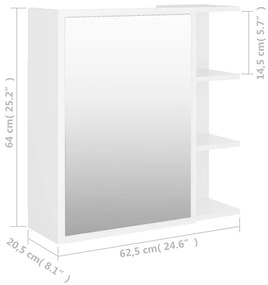 Καθρέφτης Μπάνιου Λευκός 62,5 x 20,5 x 64 εκ. από Επεξ. Ξύλο - Λευκό