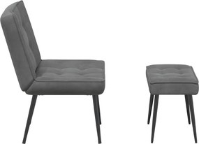 vidaXL Πολυθρόνα Relax Σκούρο Γκρι Βελούδινη με Σκαμπό