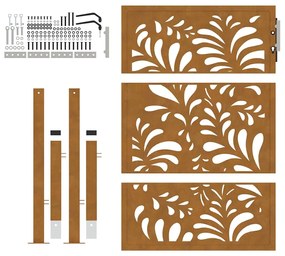 Πύλη κήπου 105x130 cm από χάλυβα με κυματοειδές σχέδιο - Καφέ