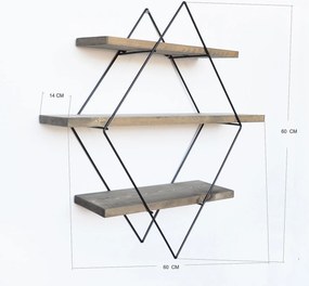 Ράφι Τοίχου Καρυδί / Μαύρο SEBRA 60x14x60