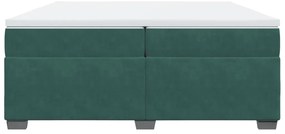 vidaXL Κρεβάτι Boxspring με Στρώμα Σκούρο Πράσινο 200x200εκ. Βελούδινο