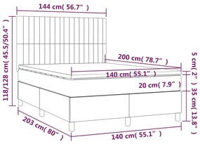 vidaXL Κρεβάτι Boxspring με Στρώμα Σκούρο Μπλε 140x200 εκ. Βελούδινο