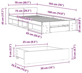 ΠΛΑΙΣΙΟ ΚΡΕΒΑΤΙΟΥ ΜΕ ΣΥΡΤΑΡΙΑ ΜΑΥΡΟ 75X190ΕΚ ΕΠΕΞΕΡΓΑΣΜΕΝΟ ΞΥΛΟ 3280805