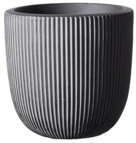 Γλάστρα Πήλινη Στρογγυλή Stripe Γκρι XL 44x44x36,5 εκ. D-4940-8 Supergreens-D-4940-8-Γκρι D-4940-8
