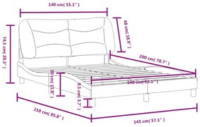 Πλαίσιο Κρεβατιού με Κεφαλάρι Σκ. Καφέ 140x200 εκ. Υφασμάτινο - Καφέ