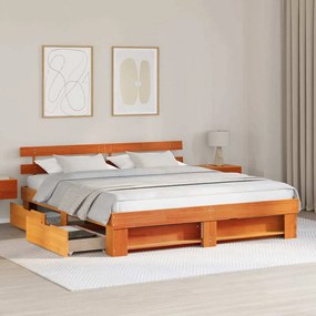 vidaXL Σκελετός Κρεβατιού Καφέ κεριού 180 x 200 cm Μασίφ ξύλο πεύκου