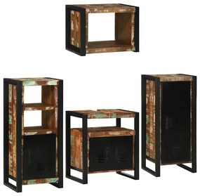 vidaXL Σετ Επίπλων Μπάνιου 4 pcs Πολύχρωμο Στερεό ανακτημένο ξύλο