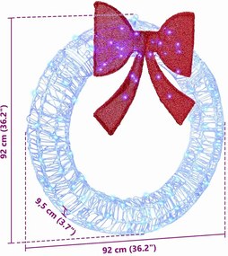 vidaXL Στεφάνι με 80 LED Μπλε 92 x 92 x 9,5 εκ Ακρυλικό