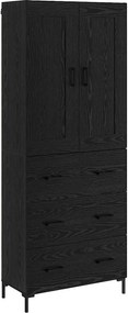 vidaXL Highboard με συρτάρι 2 pcs Μαύρη Οξυά Επεξεργασμένο ξύλο