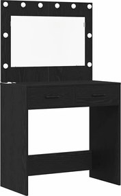 vidaXL Τραπέζι περιποίησης με ράφι 3 pcs Μαύρη Οξυά Επεξεργασμένο ξύλο