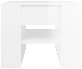 Τραπεζάκι Σαλονιού Γυαλιστερό Λευκό 55,5x55x45 εκ. Επεξ. Ξύλο - Λευκό
