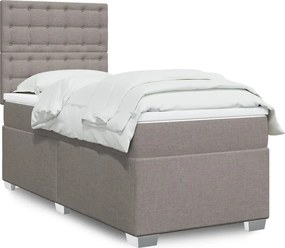 vidaXL Κρεβάτι Boxspring με Στρώμα Taupe 100 x 200 εκ. Υφασμάτινο