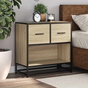 vidaXL Κομοδίνο Δρυς sonoma 60x31x60cm Κατασκευασμένο ξύλο και μέταλλο