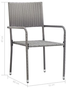 Καρέκλες Εξωτερικού Χώρου 2 τεμ. Γκρι από Συνθετικό Ρατάν - Γκρι