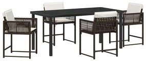 vidaXL Σέτ φαγητού για κήπο 5 pcs Καφέ συνθετικό ρατάν