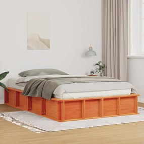 vidaXL Σκελετός Κρεβατιού Καφέ κεριού 140 x 190 cm Μασίφ ξύλο