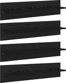 vidaXL Ράφια Τοίχου με ράφι 4 pcs Μαύρη Οξυά 80 x 11,5 x 18 εκ