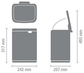 Κάδος Brabantia Bo Small 1006629, 7 L, Ομαλό και αθόρυβο άνοιγμα, Αντιολισθητική βάση, Μαύρο