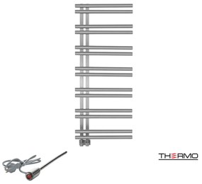 Thermo SOLO Θερμαινόμενη πετσετοκρεμάστρα από ανοξείδωτο χάλυβα με ηλεκτρική λειτουργία, 120x50cm Inox Brushed