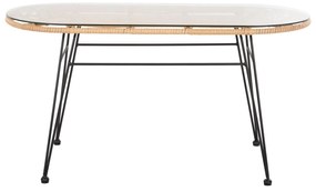 ΤΡΑΠΕΖΙ ΟΒΑΛ ΧΑΜΗΛΟ ALLEGRA  ΜΠΕΖ WICKER-ΜΑΥΡΟ ΜΕΤΑΛΛΟ 100x45x51,5Υεκ.