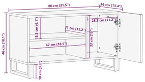 Έπιπλο Τηλεόρασης 80x34x46 εκ. από Μασίφ Ξύλο Ακακίας - Πολύχρωμο