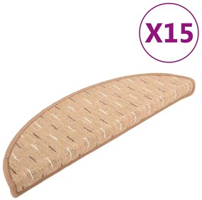 vidaXL Πατάκια Σκάλας Μοκέτα 15 τεμ. Ανοιχτό Καφέ 56x17x3 εκ.