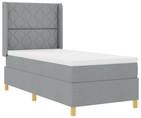 vidaXL Κρεβάτι με Στρώμα Χρώμα Ανοιχτό Γκρι 100x200 εκ. Υφασμάτινο