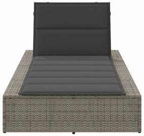 vidaXL Ξαπλώστρα με αιωρούμενο μαξιλάρι Γκρι Poly Rattan