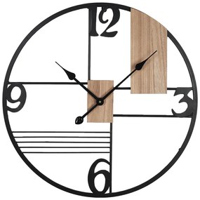 Ρολόι τοίχου Quarta Inart μέταλλο σε μαύρη απόχρωση 60x2.5x60εκ