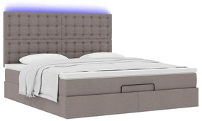 vidaXL Οθωμανικό κρεβάτι με στρώμα & LEDs Taupe 180x200cm ύφασμα