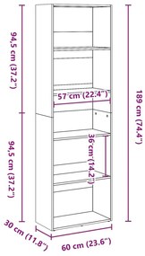 Βιβλιοθήκη Μαύρη 60x30x189 εκ. από Επεξεργασμένο Ξύλο - Μαύρο