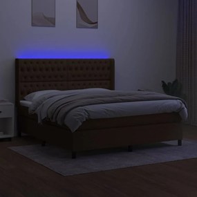 ΚΡΕΒΑΤΙ BOXSPRING ΜΕ ΣΤΡΩΜΑ &amp; LED ΣΚ.ΚΑΦΕ 160X200ΕΚ. ΥΦΑΣΜΑΤΙΝΟ 3138568